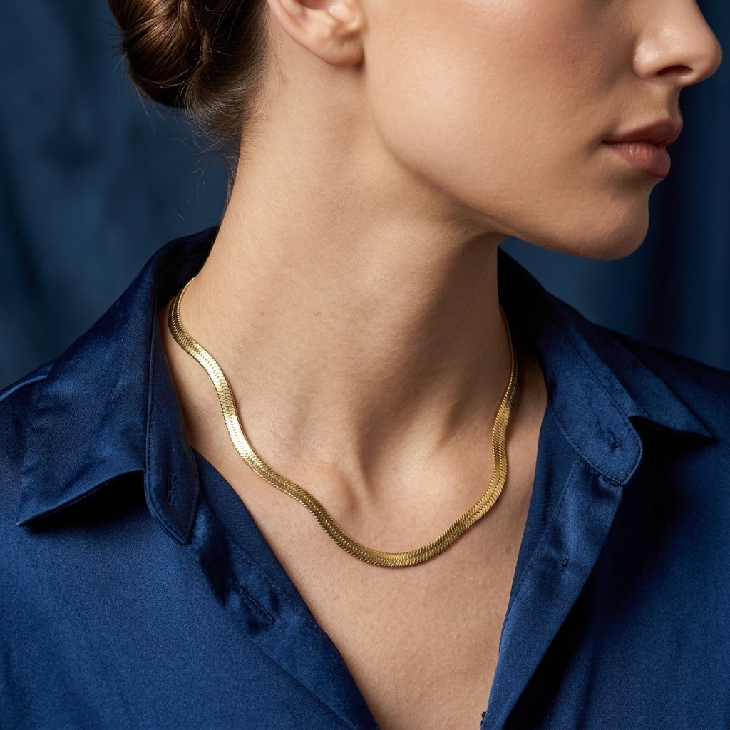 The Luxe Herringbone Snake Chain
