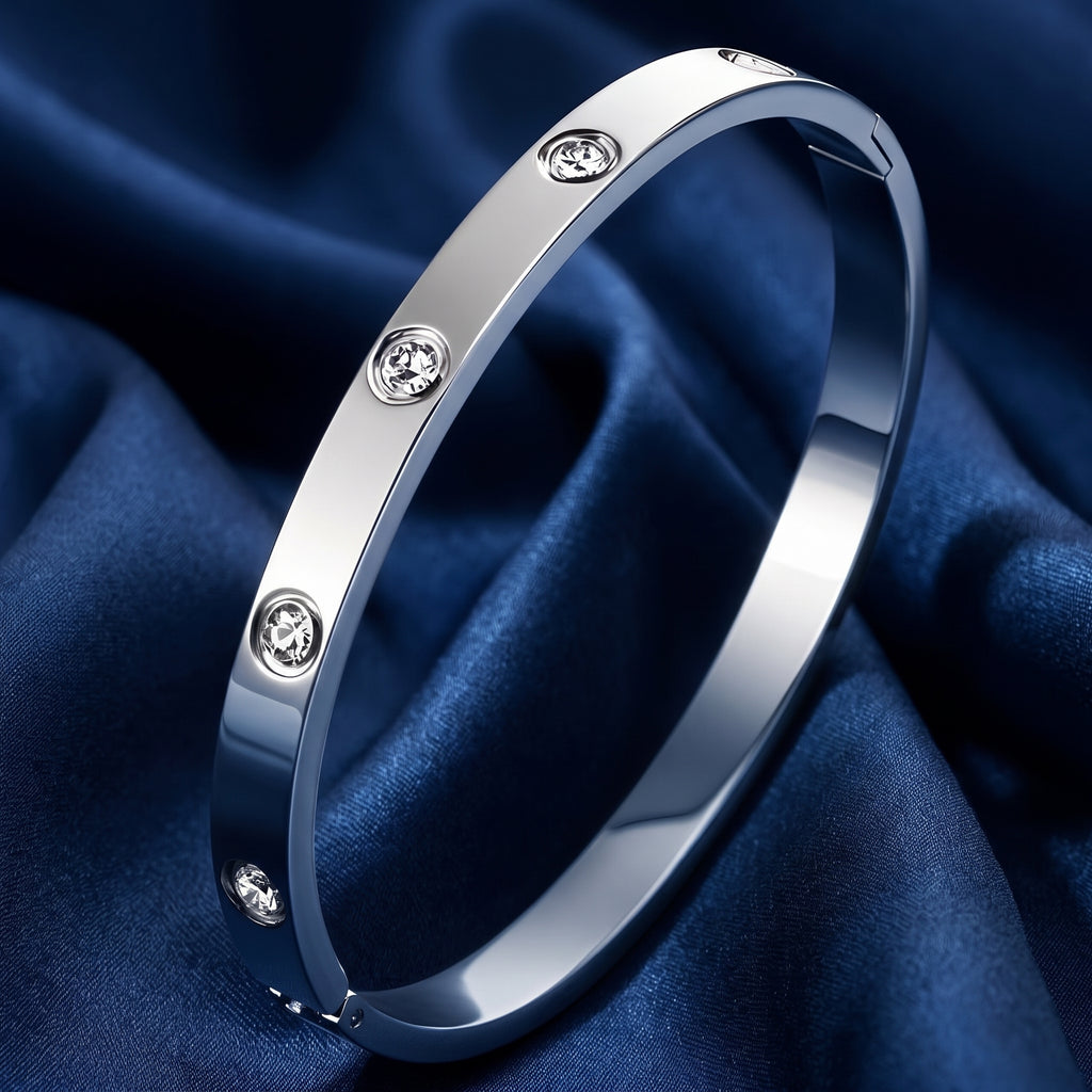 The Bezel Studded Gold & Silver Bangle