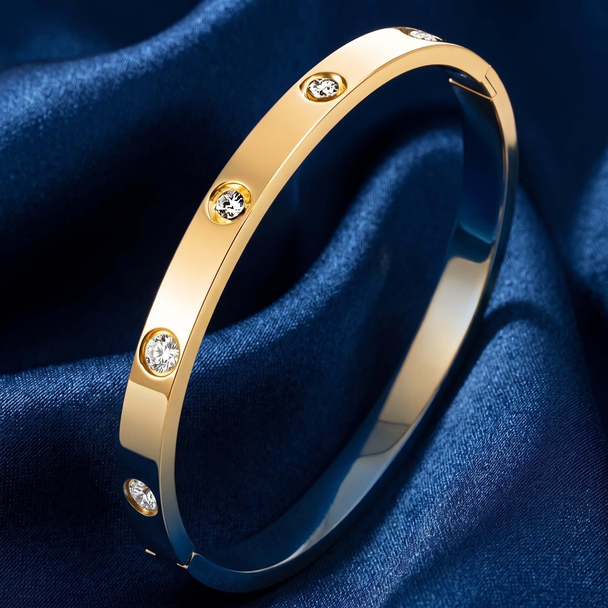 The Bezel Studded Gold & Silver Bangle