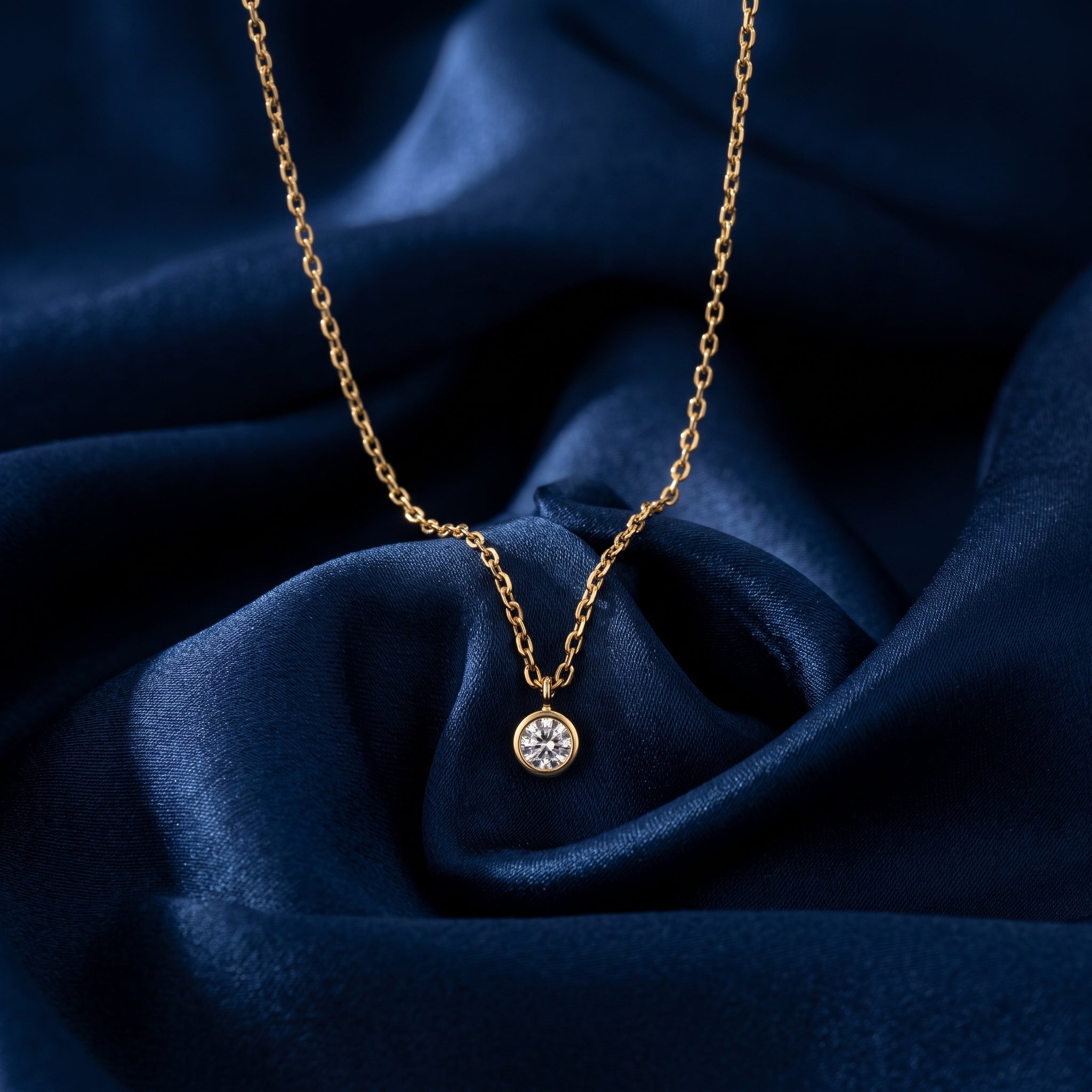 Gold Bezel Solitaire Pendant Necklace