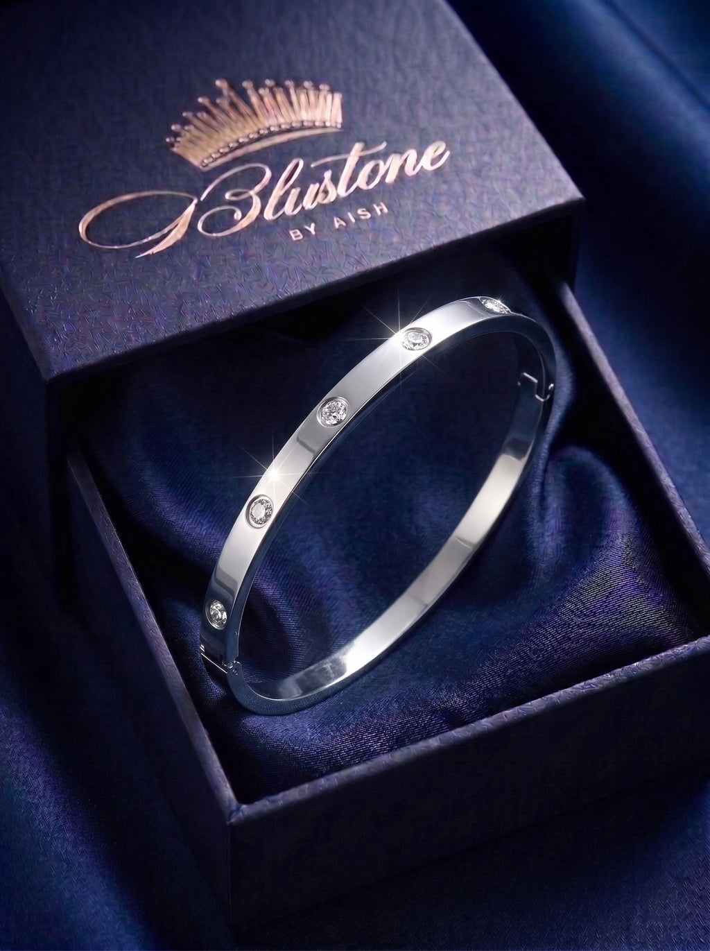The Bezel Studded Gold & Silver Bangle