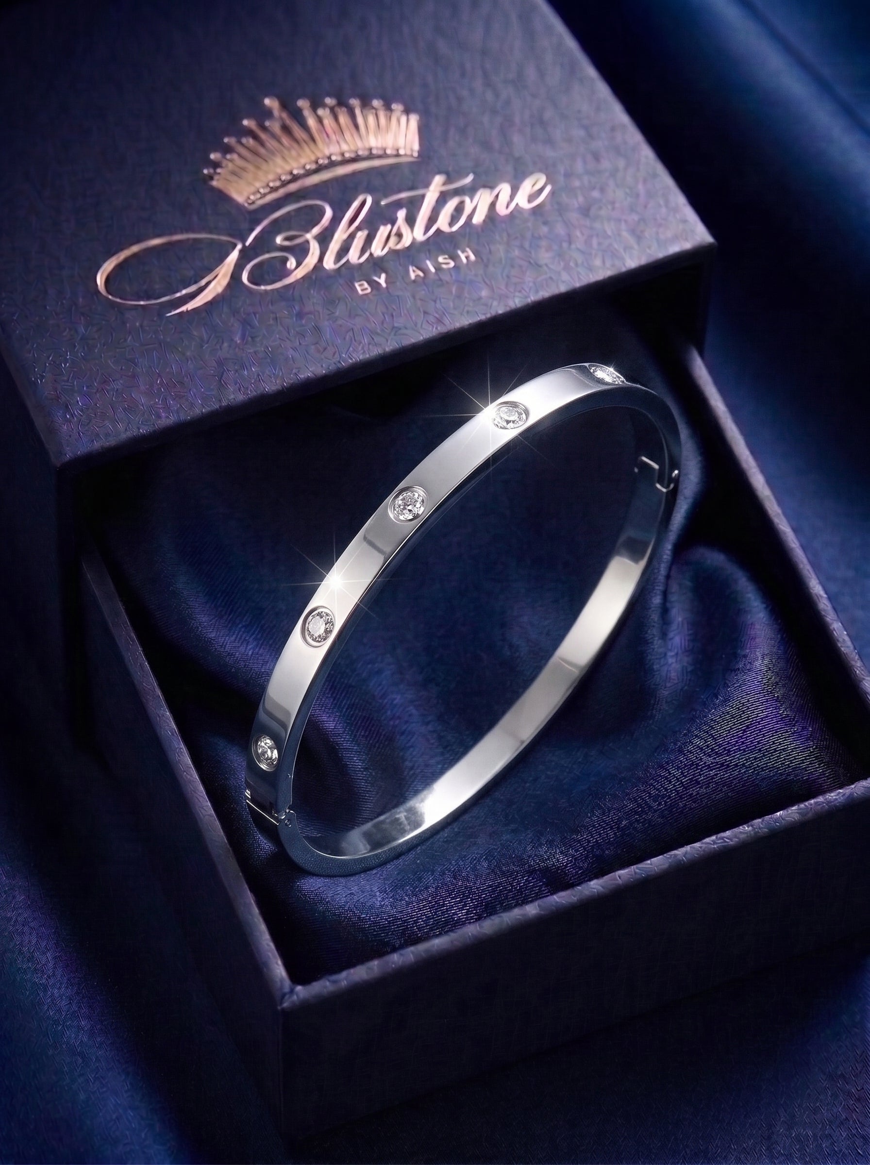 The Bezel Studded Gold & Silver Bangle