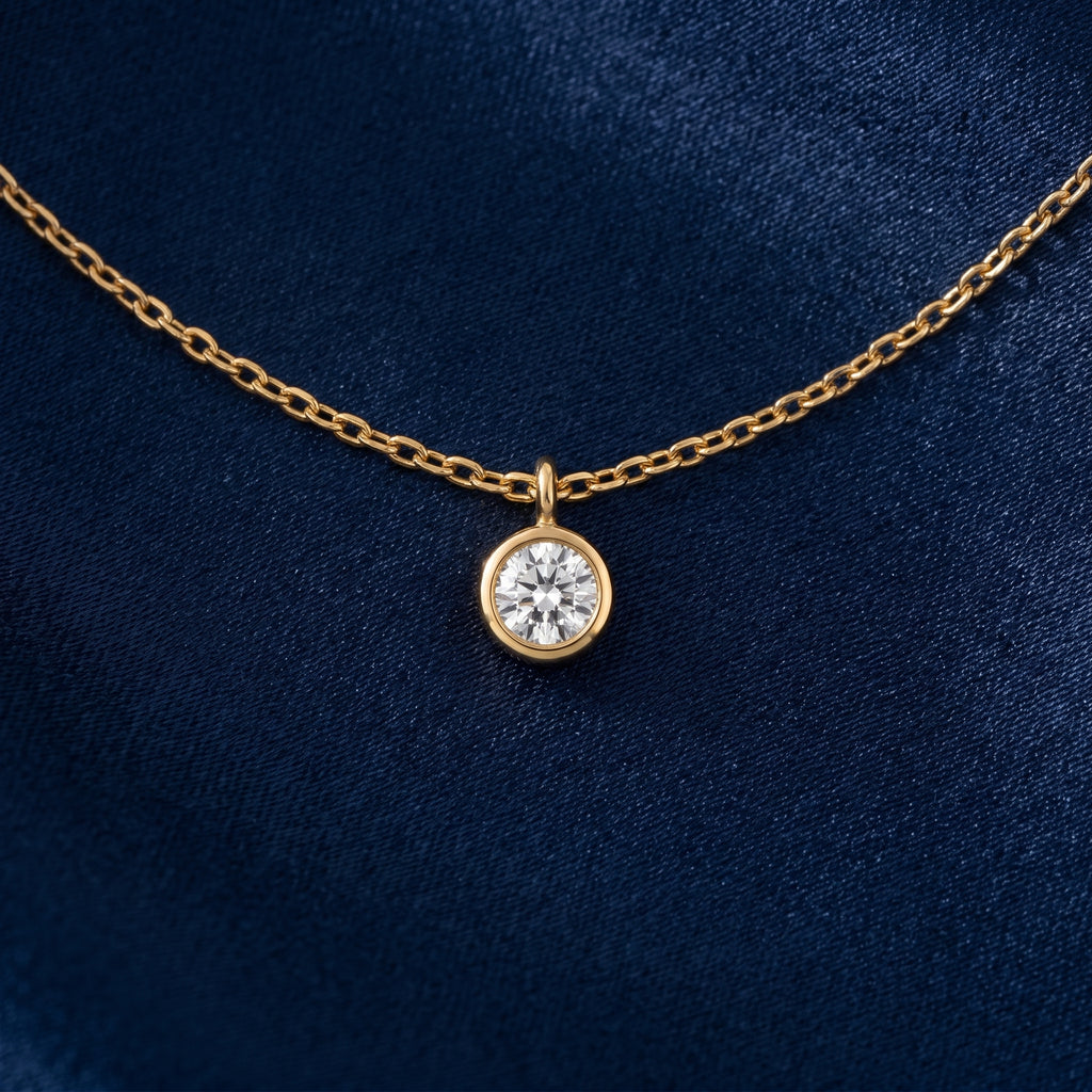 Gold Bezel Solitaire Pendant Necklace