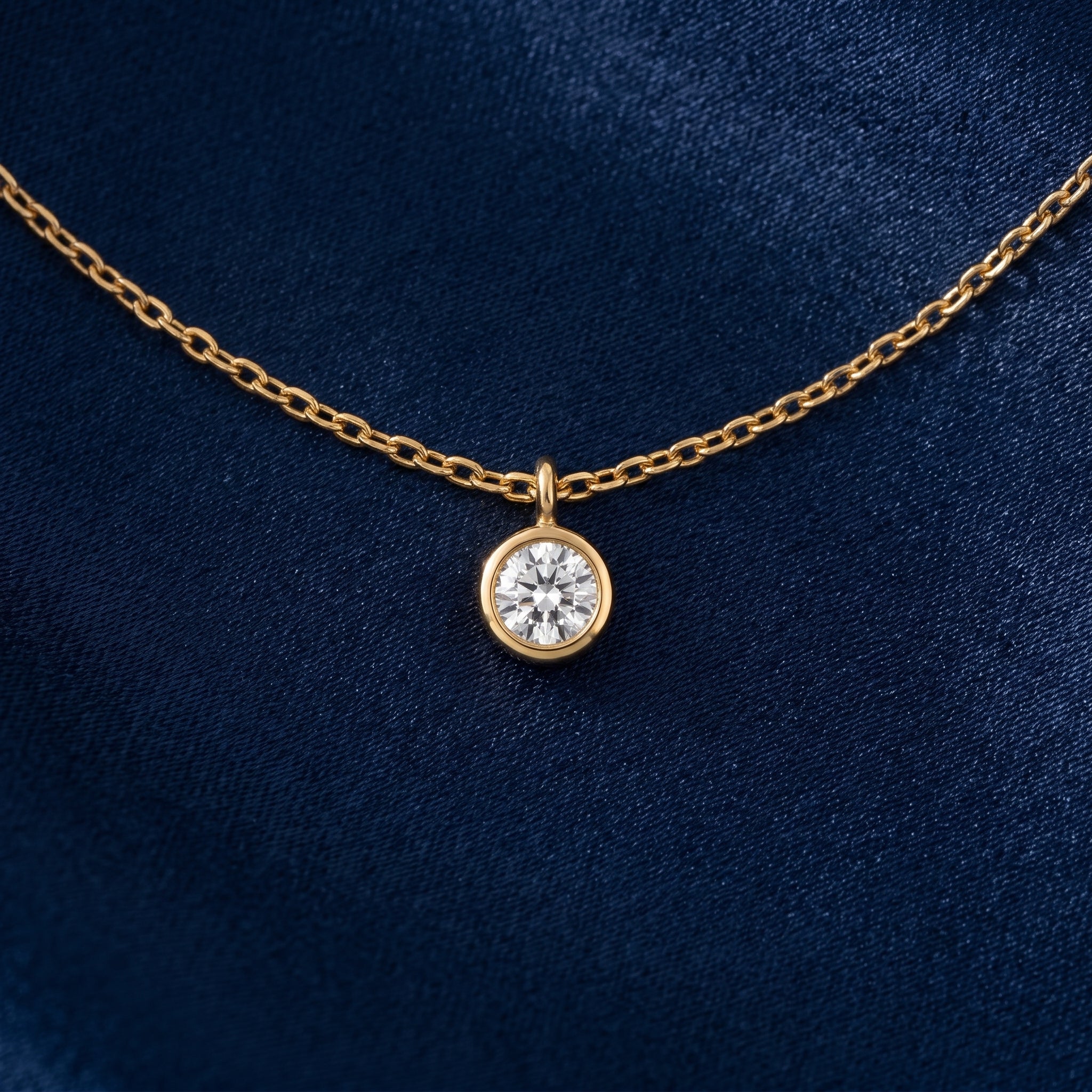 Gold Bezel Solitaire Pendant Necklace