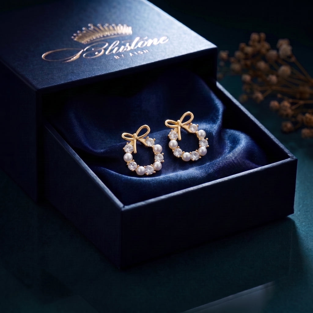 Monarch Bow Pearl Earrings