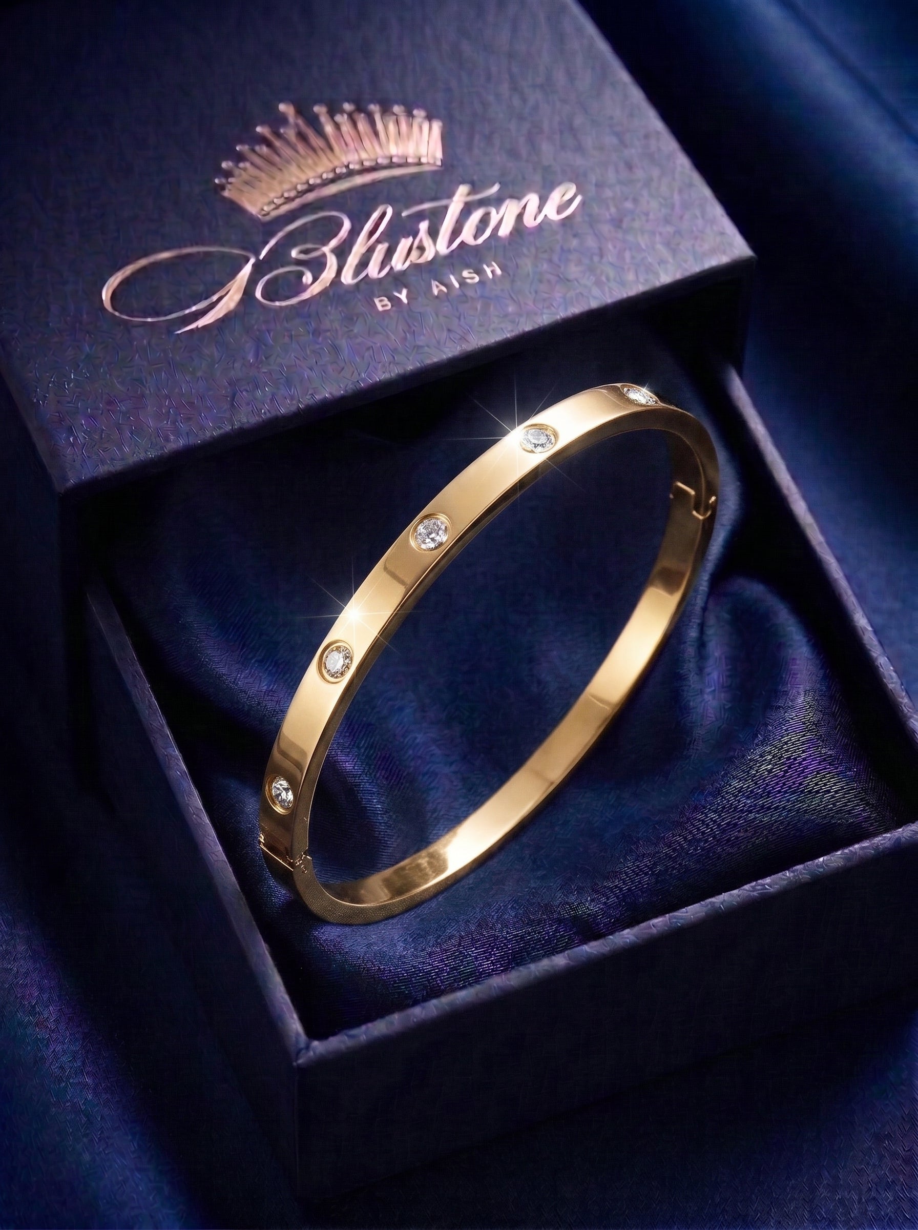 The Bezel Studded Gold & Silver Bangle