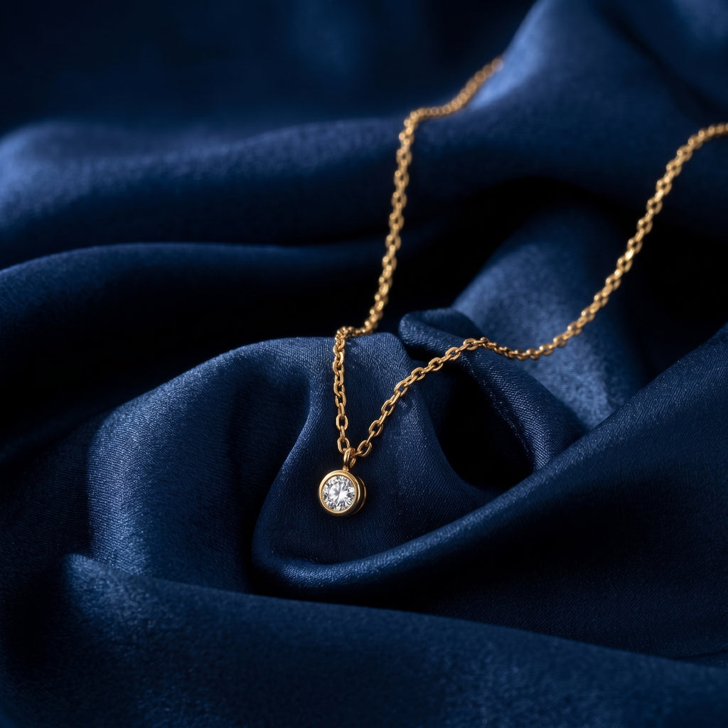 Gold Bezel Solitaire Pendant Necklace
