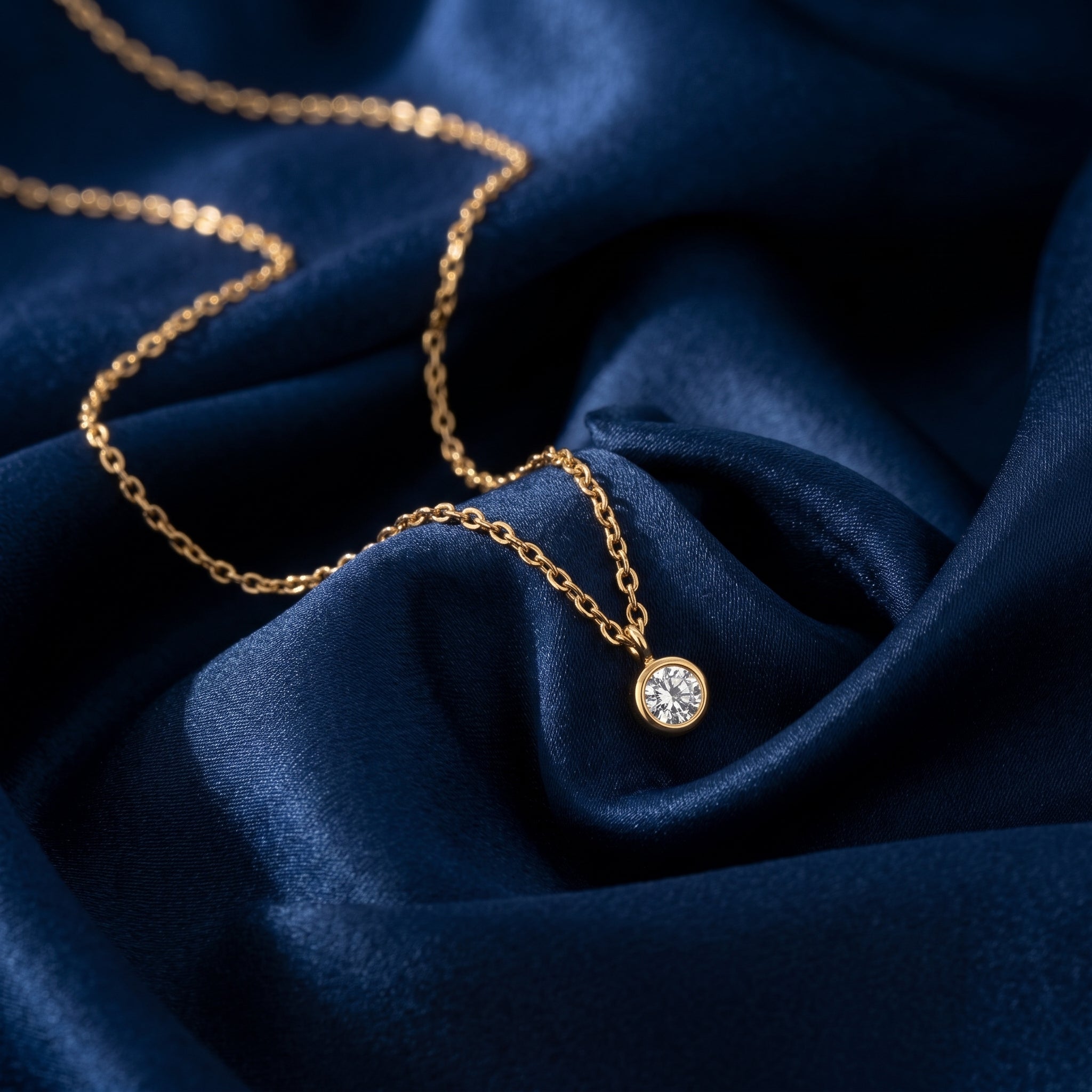 Gold Bezel Solitaire Pendant Necklace