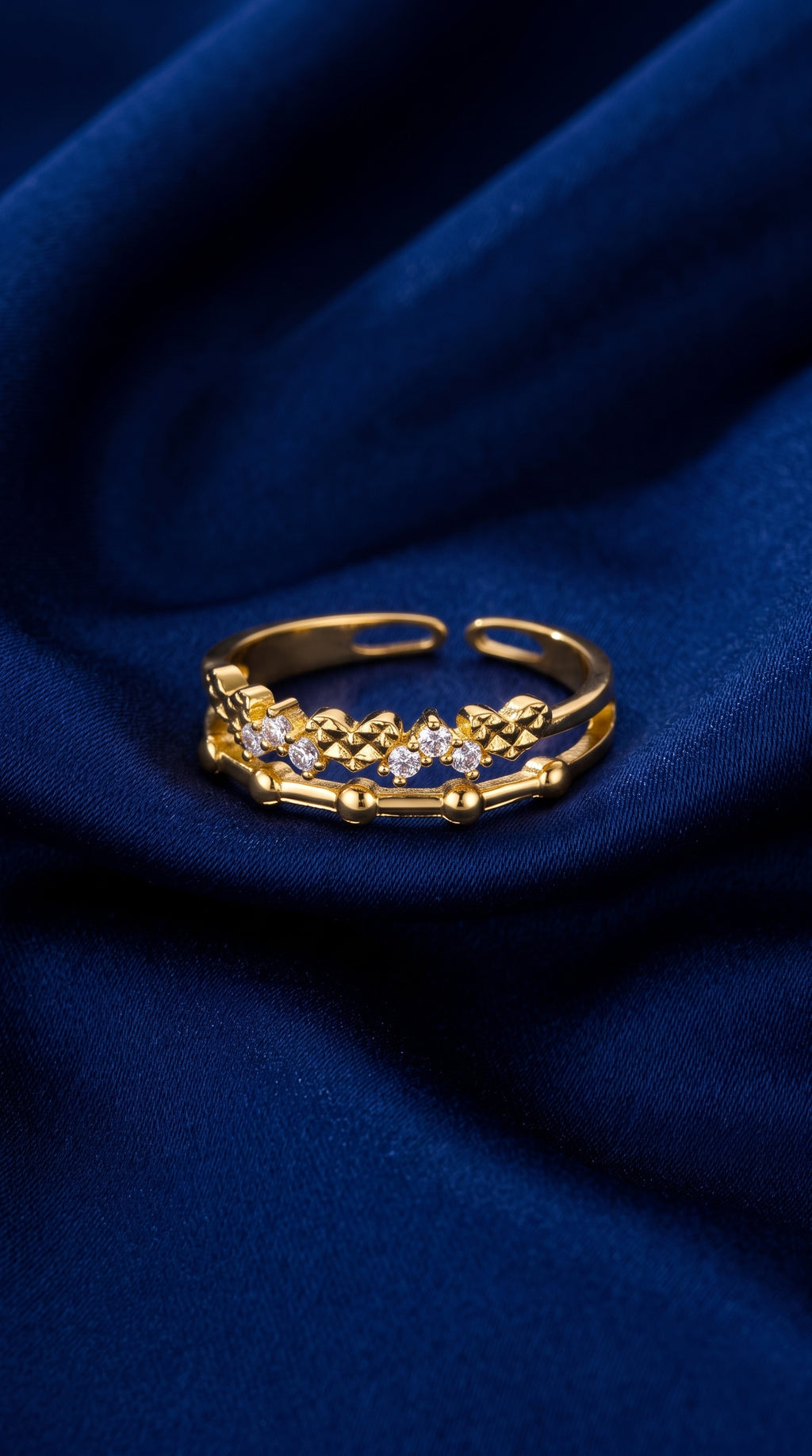 The Crowned Beaded Dual Ring