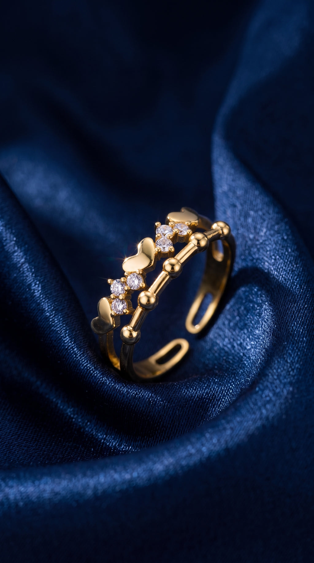 The Crowned Beaded Dual Ring