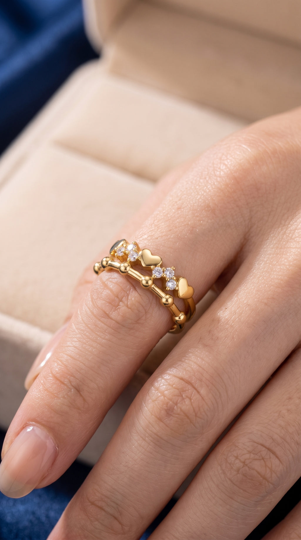 The Crowned Beaded Dual Ring