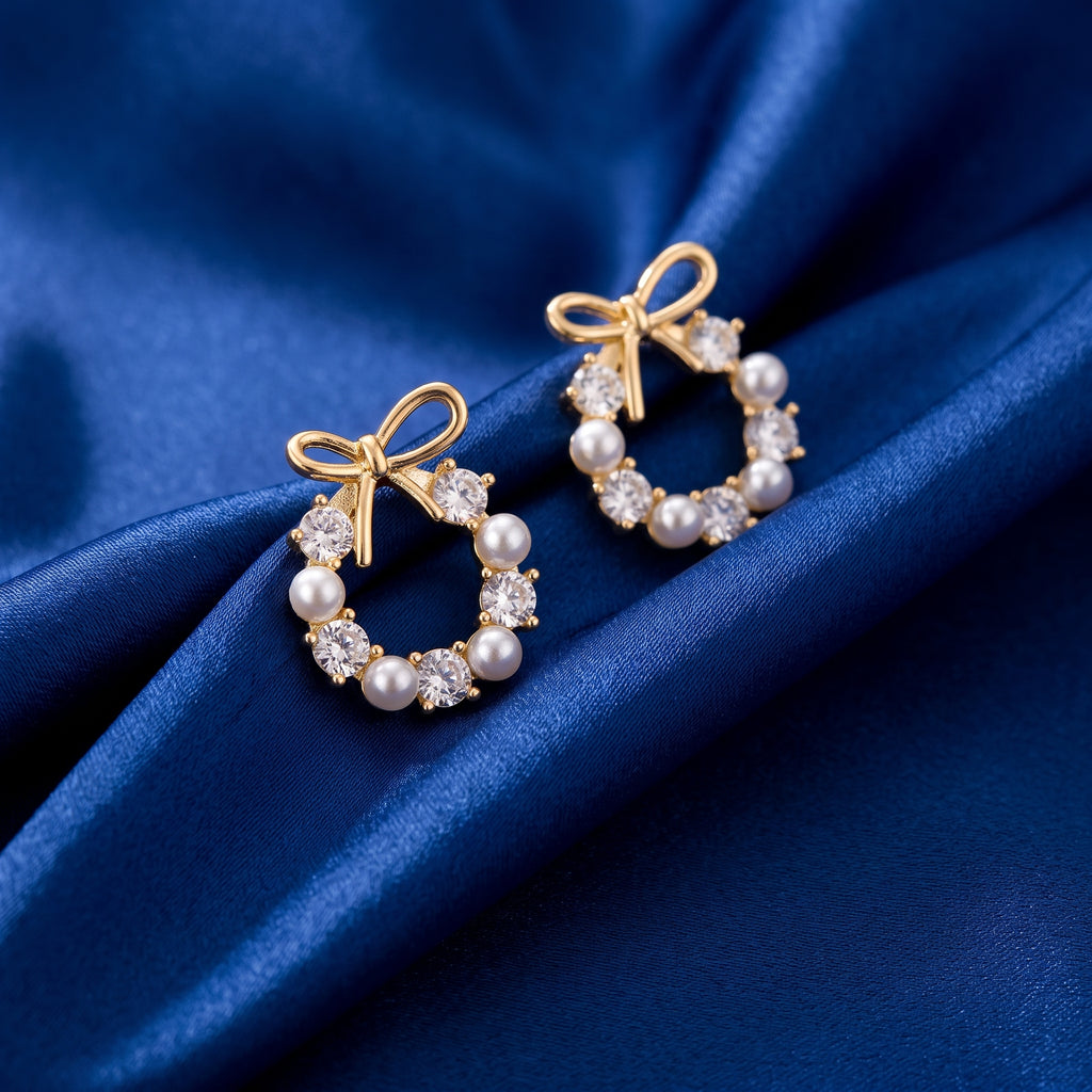 Monarch Bow Pearl Earrings