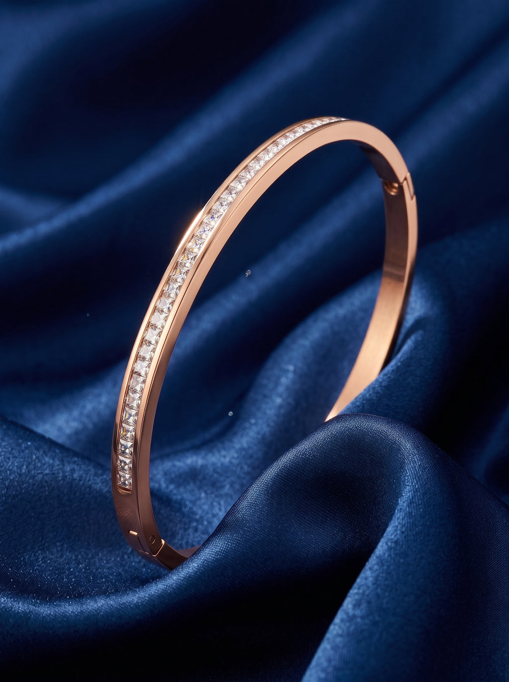 The Channel-Set Rose Gold and silver Bangle