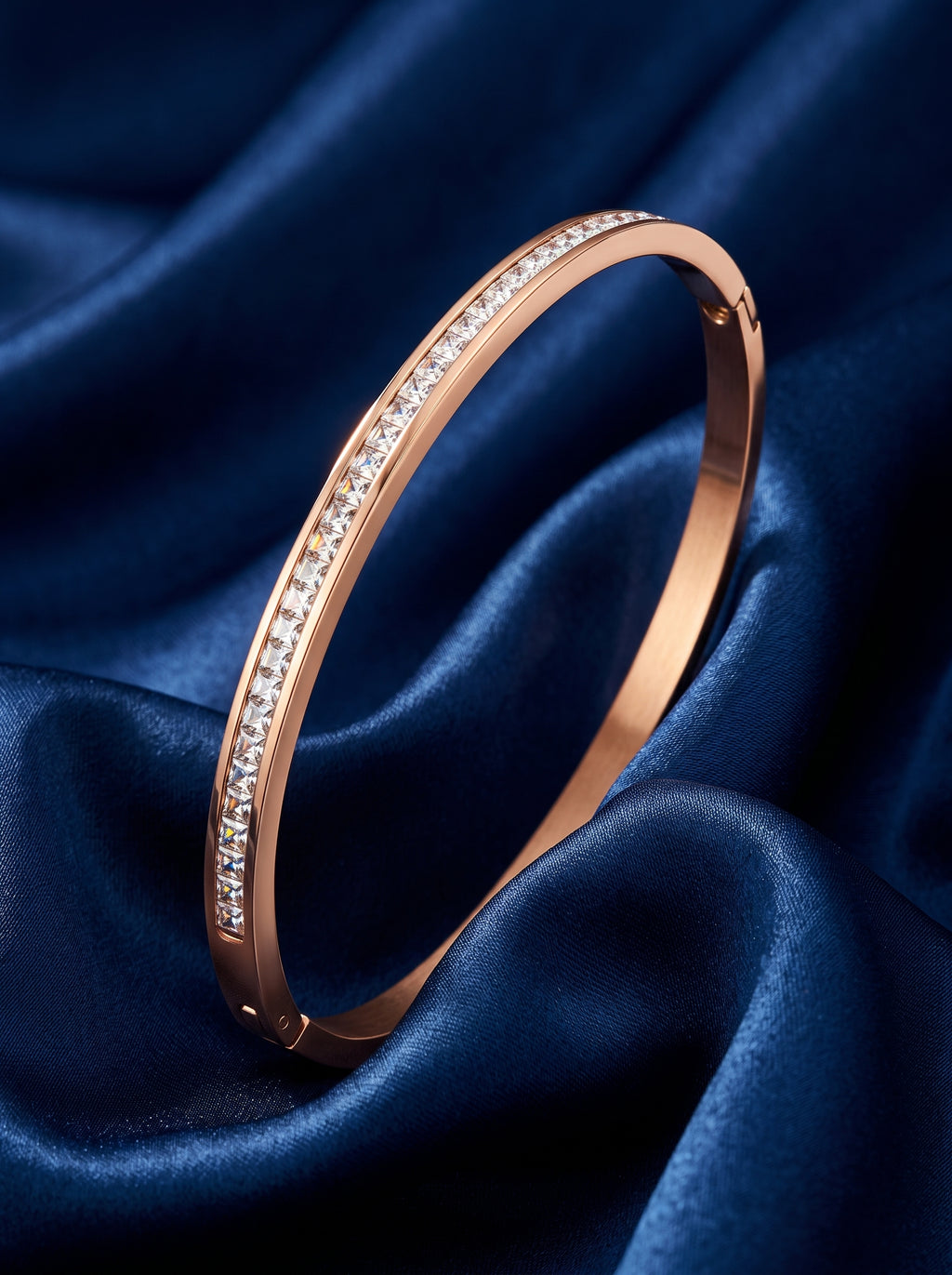 The Channel-Set Rose Gold and silver Bangle