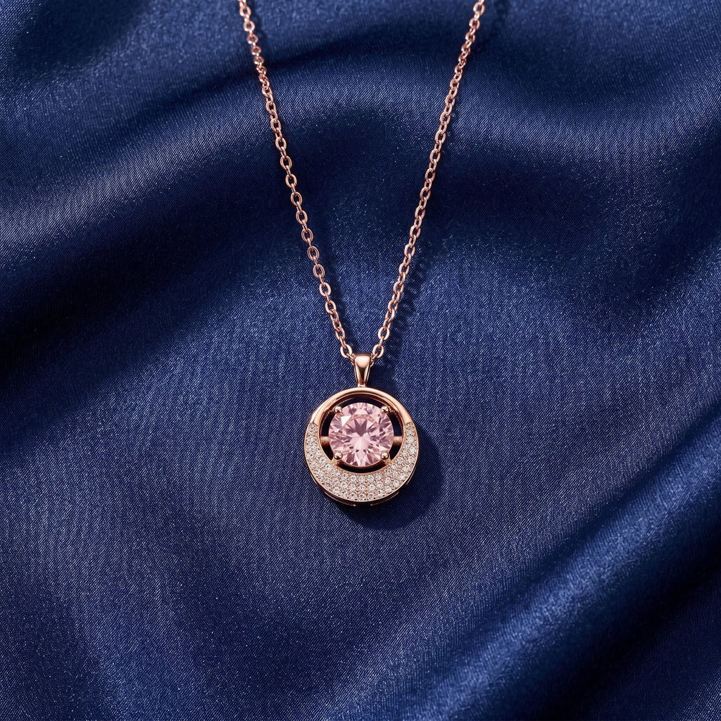 Rose Halo Morganite Pendant