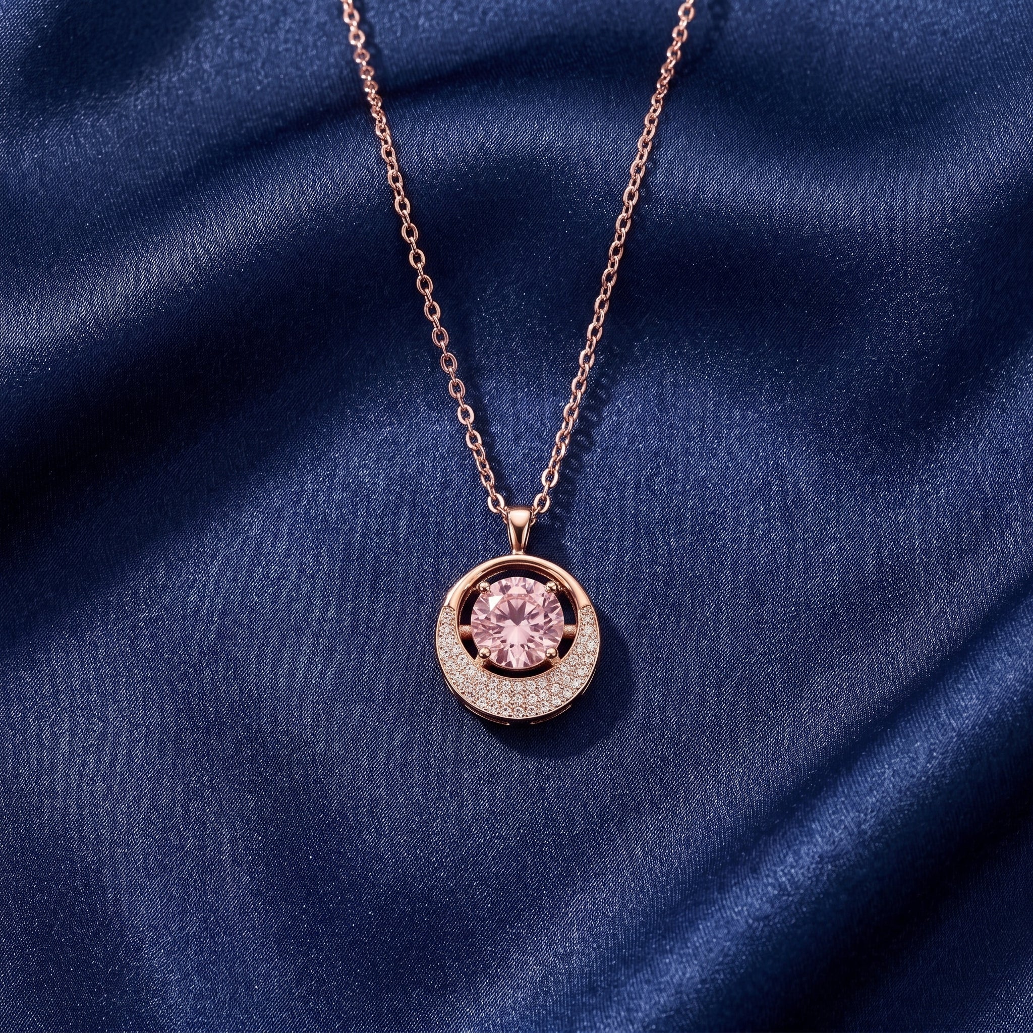Rose Halo Morganite Pendant