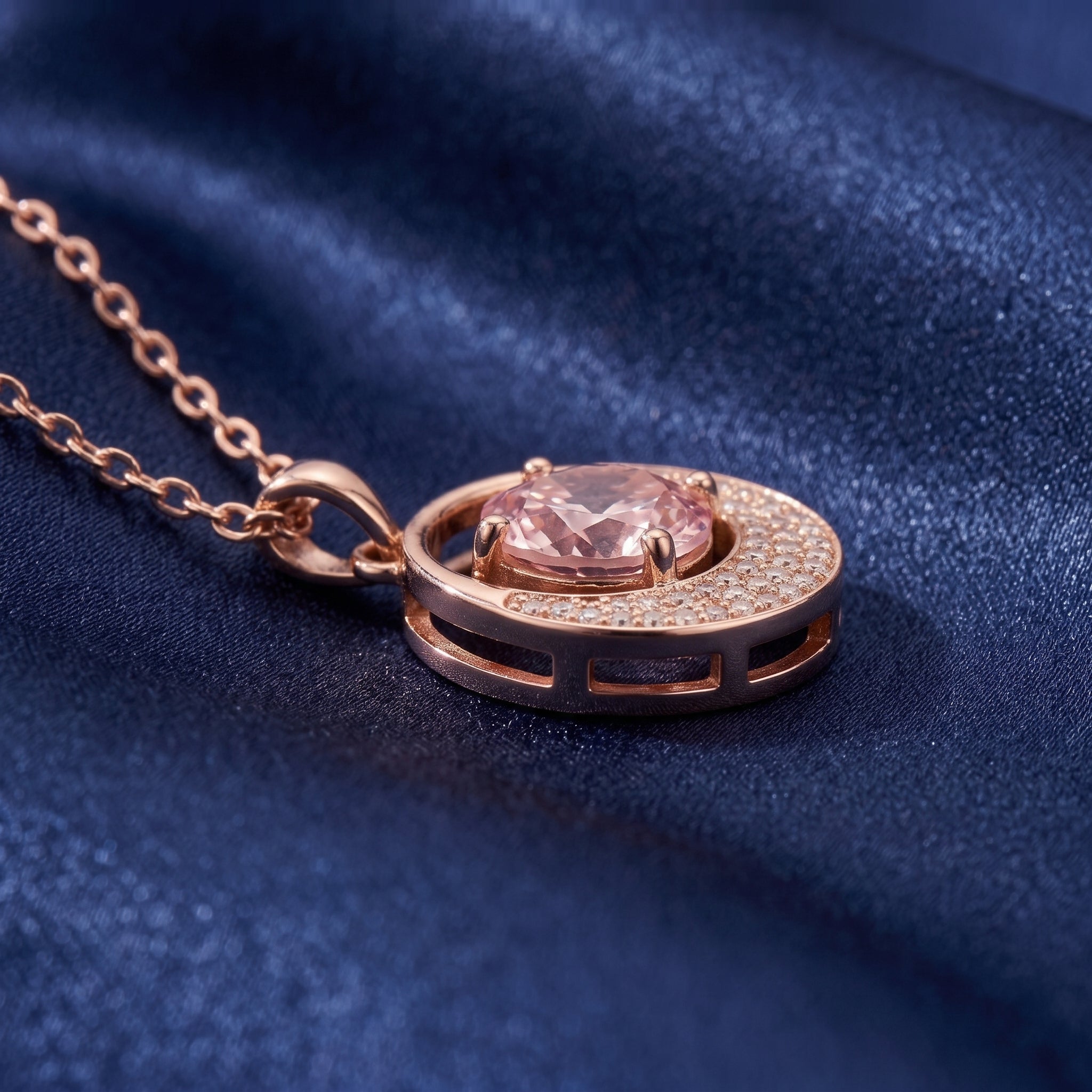 Rose Halo Morganite Pendant