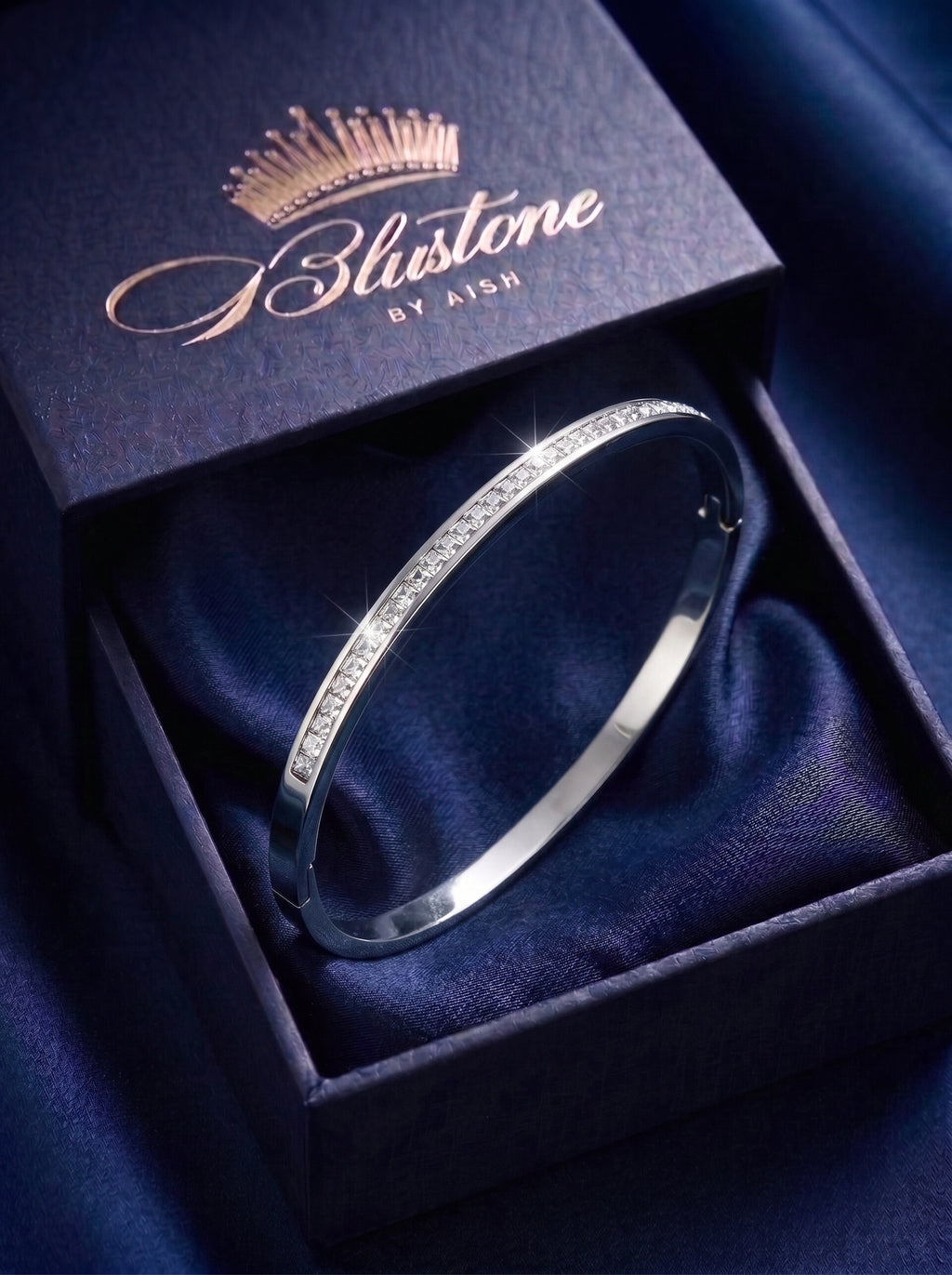 The Channel-Set Rose Gold and silver Bangle