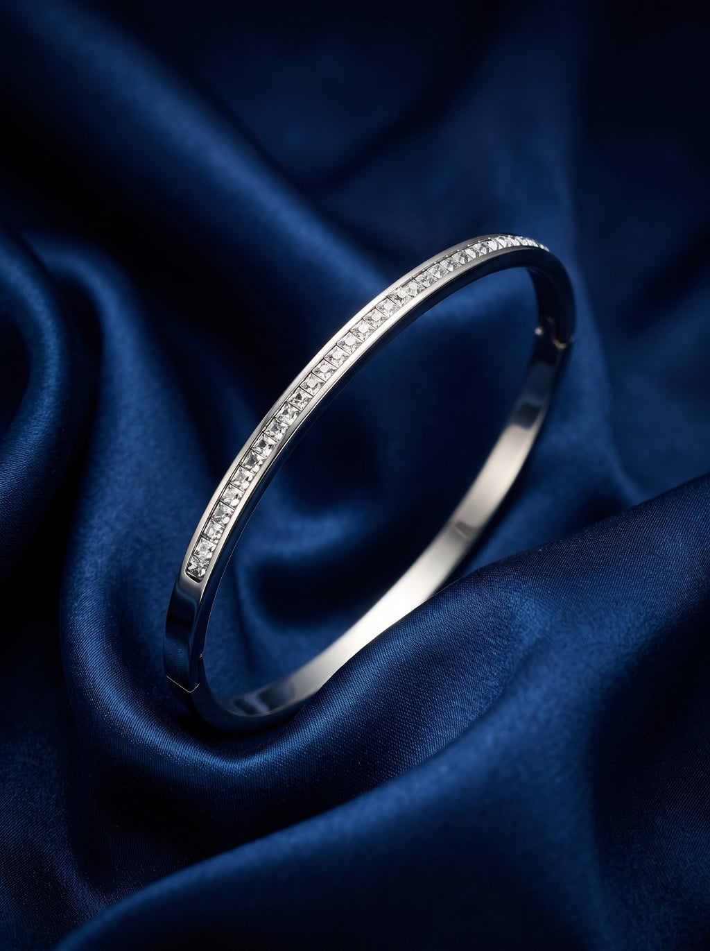 The Channel-Set Rose Gold and silver Bangle