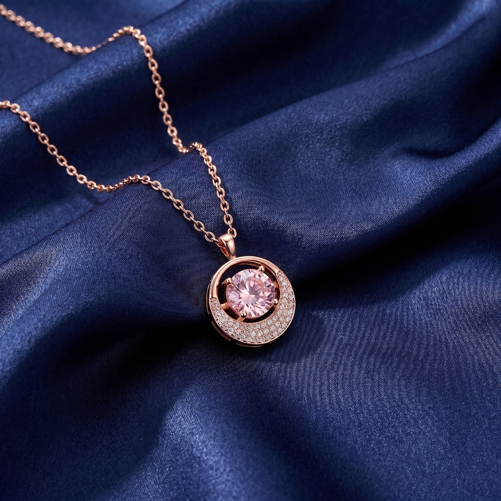 Rose Halo Morganite Pendant