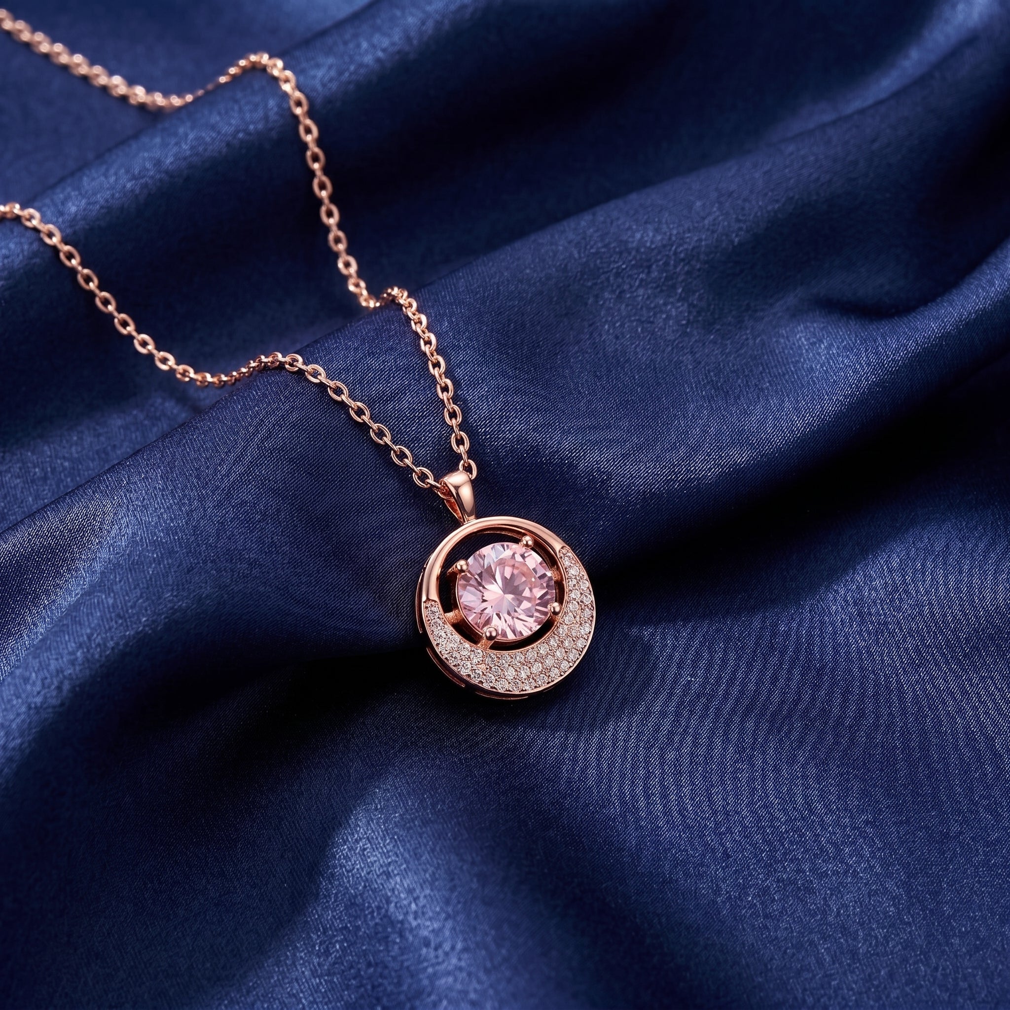 Rose Halo Morganite Pendant